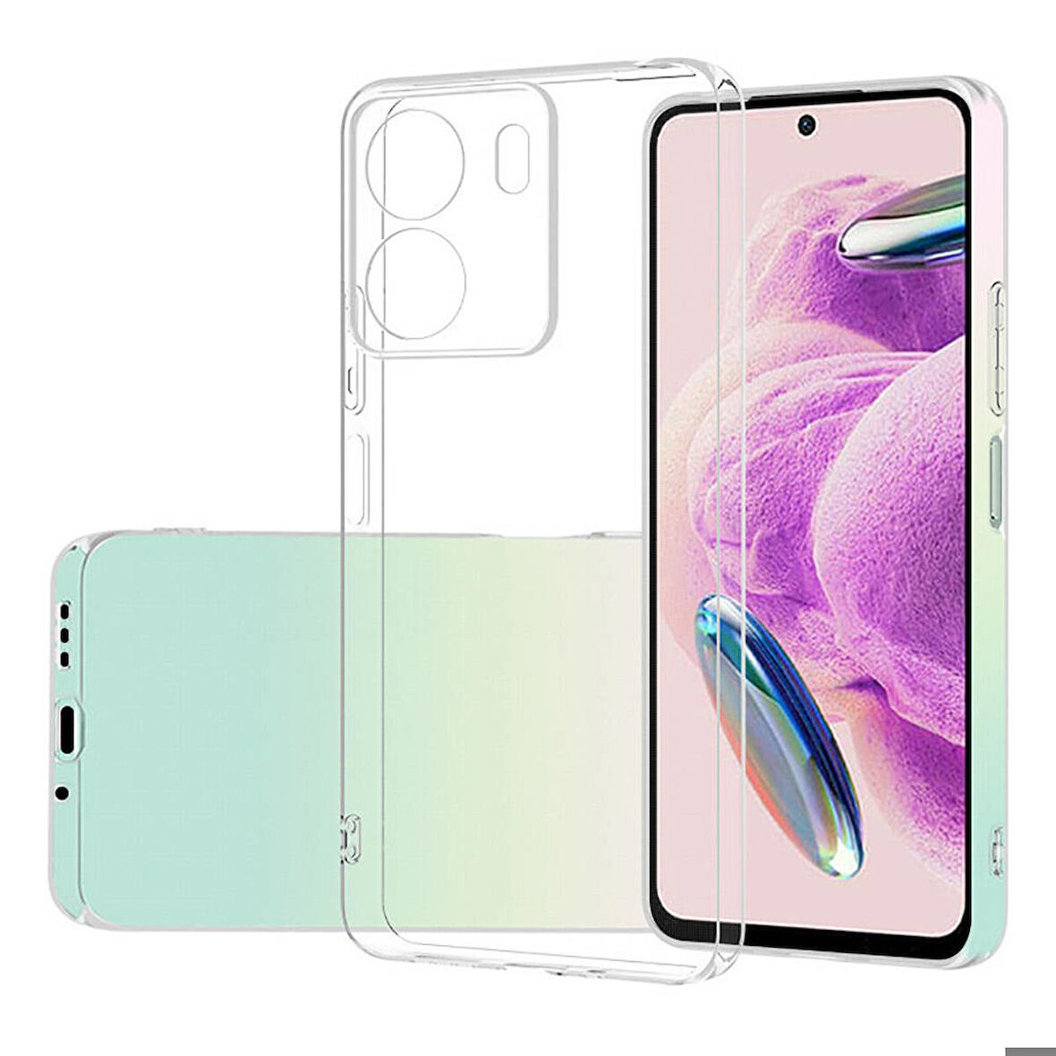 Xiaomi Poco C65 4G ile Uyumlu Kılıf Şeffaf Kamera Korumalı Esnek Silikon Telefon Kılıfı Kapak