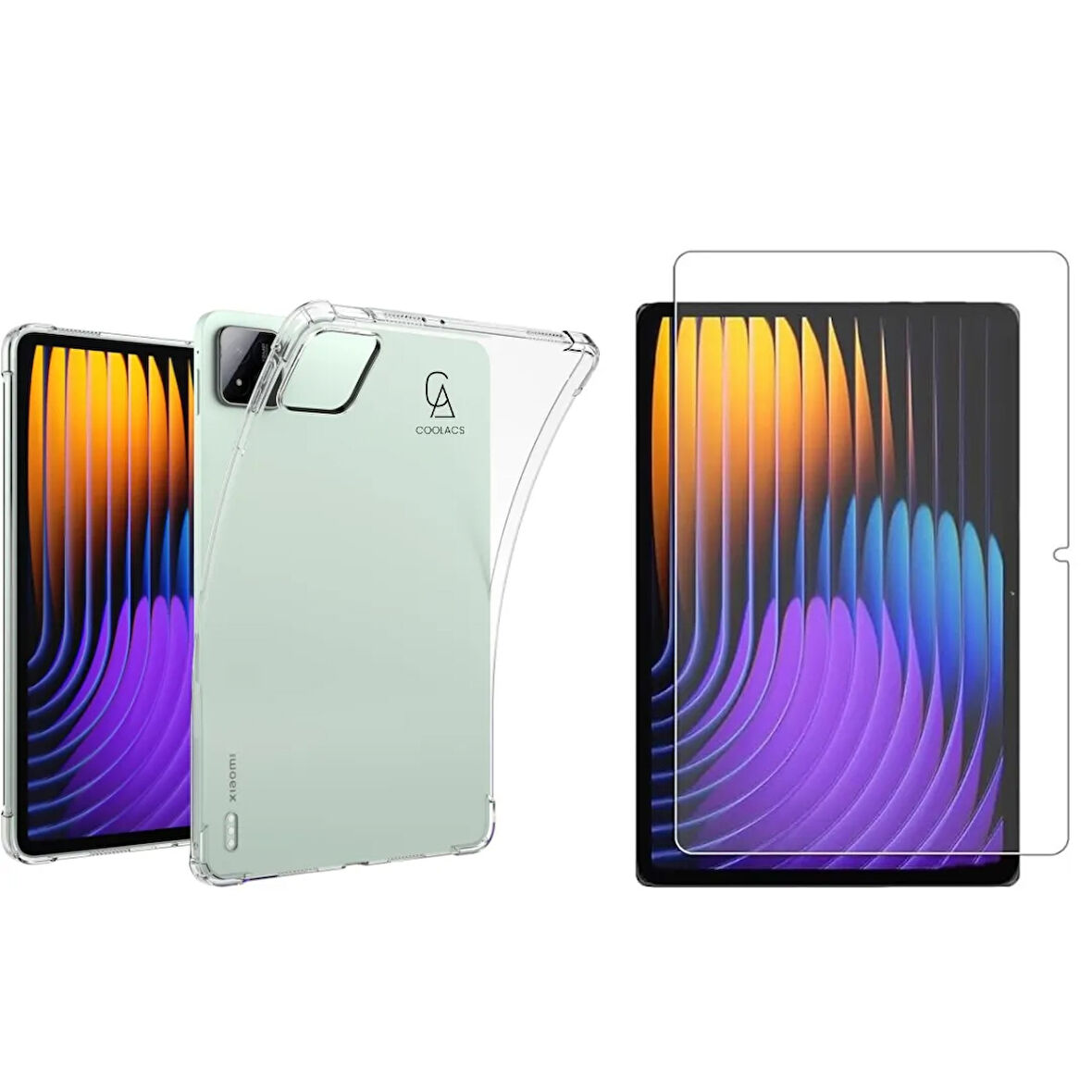 Xiaomi Pad 7 Pro 11.2 Inç ile Uyumlu Şeffaf Esnek Silikon Tablet Kılıfı Ekran Koruyucu