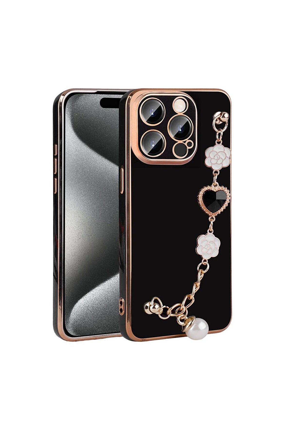 Apple iPhone 15 Pro ile Uyumlu Kılıf El Tutamaçlı Kamera Korumalı Kadın Telefon Kılıfı Kapak