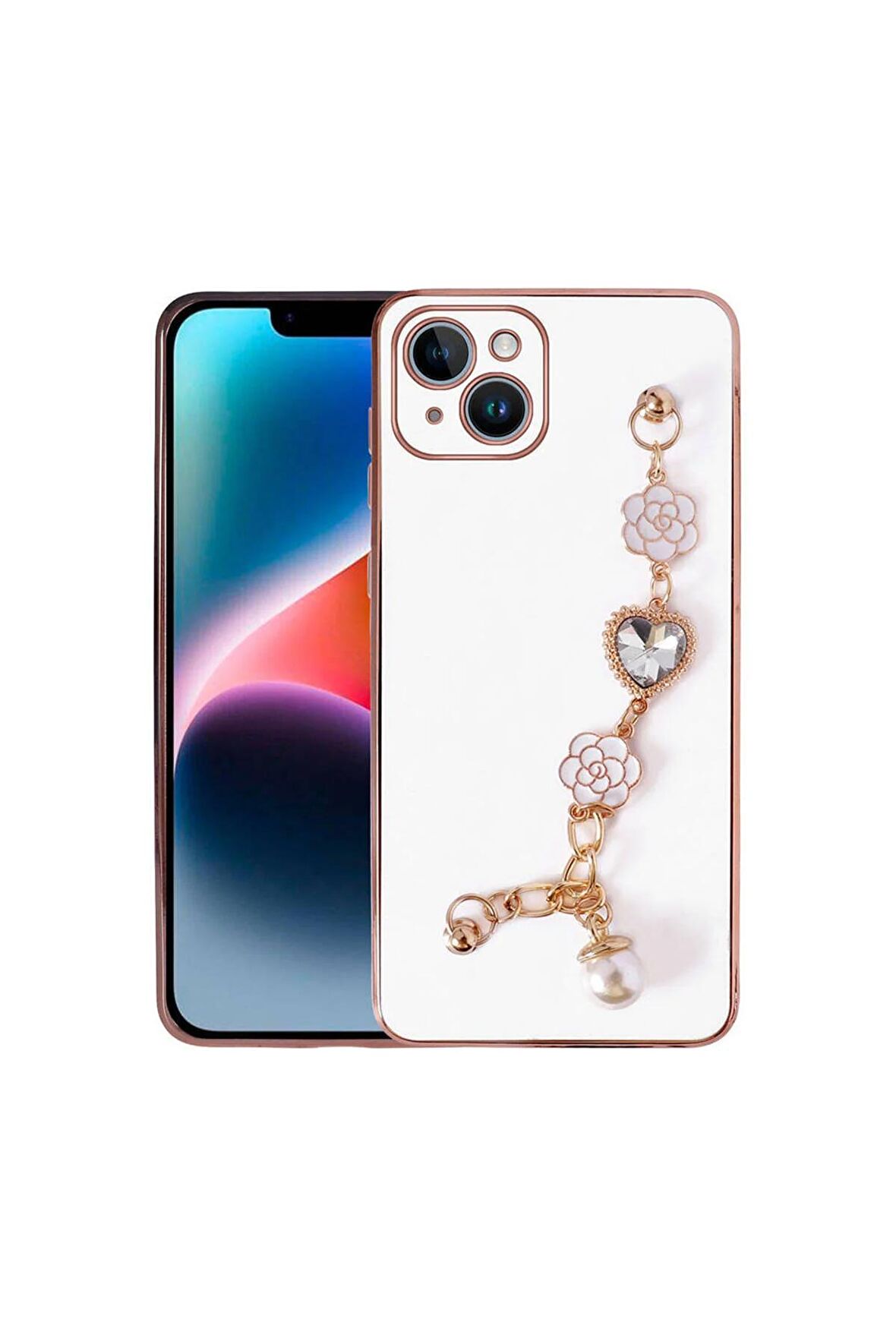 Apple iPhone 15 Plus ile Uyumlu Kılıf El Tutamaçlı Kamera Korumalı Kadın Telefon Kılıfı Kapak