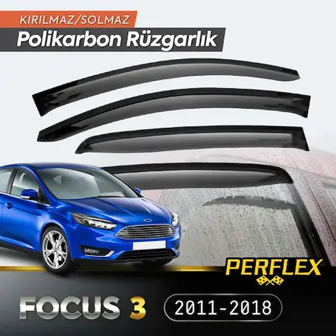 Perflex Polikarbon Kırılmaz Rüzgarlık V2 Mugen Fiat Linea Mugen Ford Focus 3 2011-2018 