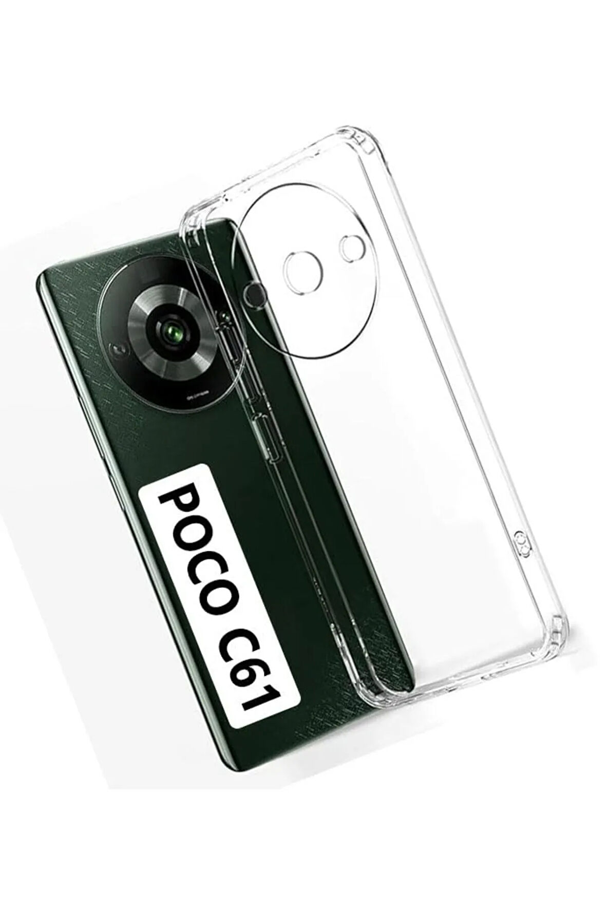 Xiaomi Poco C61 ile Uyumlu Kılıf Şeffaf Kamera Korumalı Esnek Silikon Telefon Kılıfı Kapak