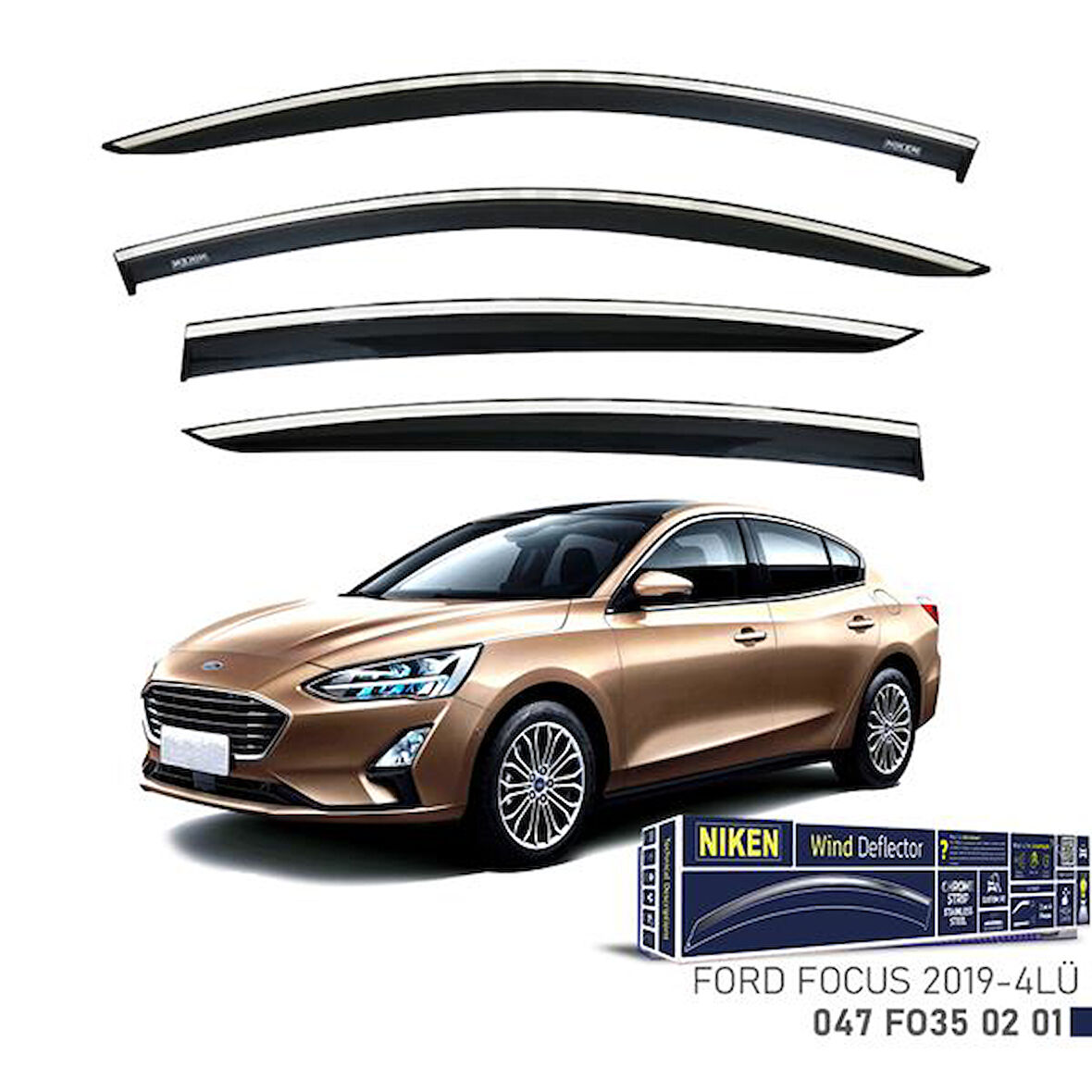 KROMLU CAM RÜZGARLIĞI FORD FOCUS 2019- 4LÜ