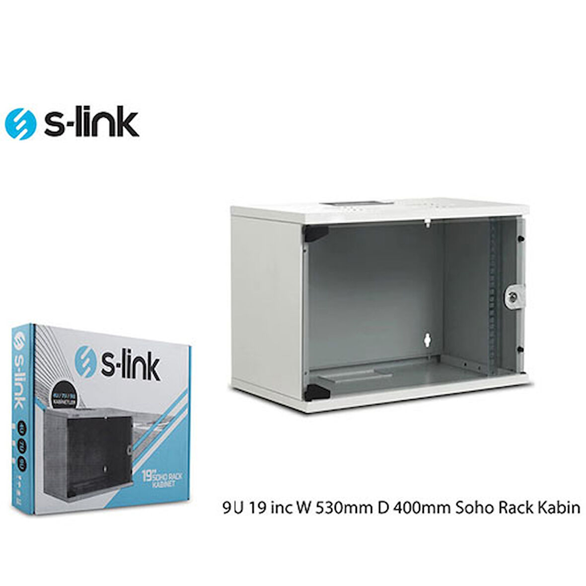S-LİNK SL-U9 YENİ NESİL 9U 530X400 19 İNC W SOHO RACK KABİN