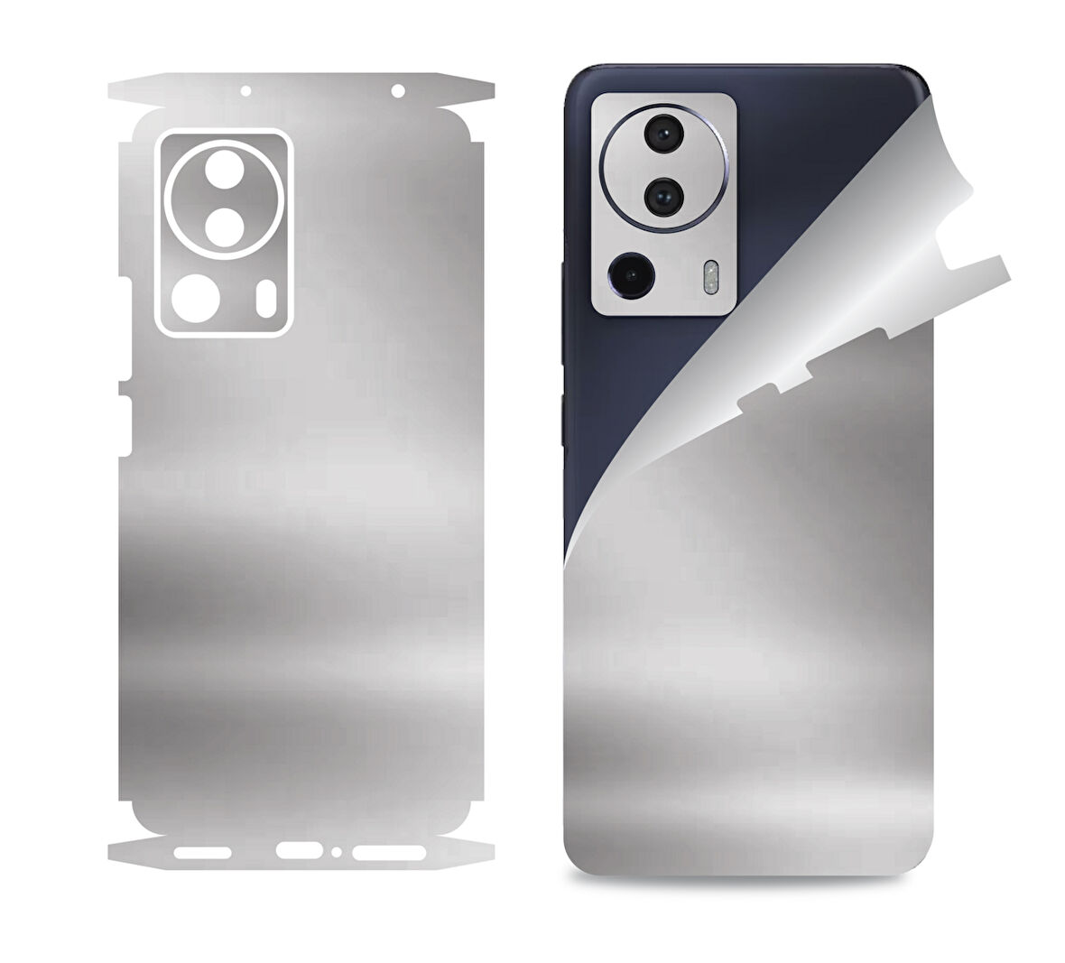 Xiaomi Mi 13 Lite için uyumlu 360 full arka ve yan kaplama koruma sticker GÜMÜŞ