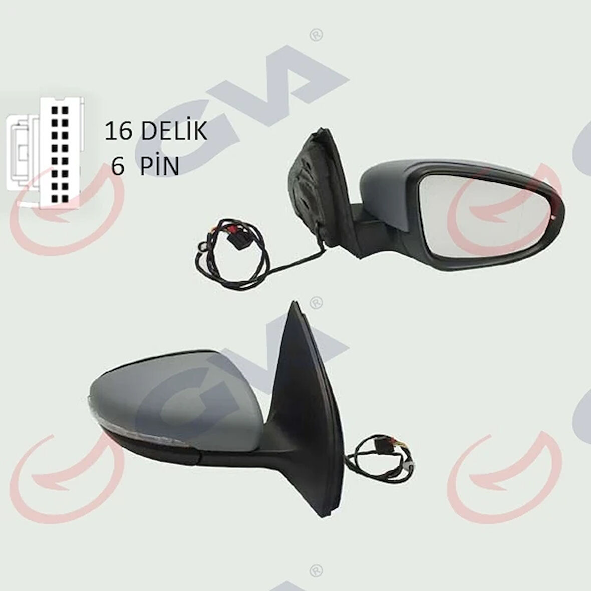 DIŞ DİKİZ AYNASI SAĞ GOLF 2009 ELEKTRİKLİ ISITMALI ASTARLI SİNYALLİ KONVEKS 6 FİŞ VM-6197EHPR 5K0857508AD