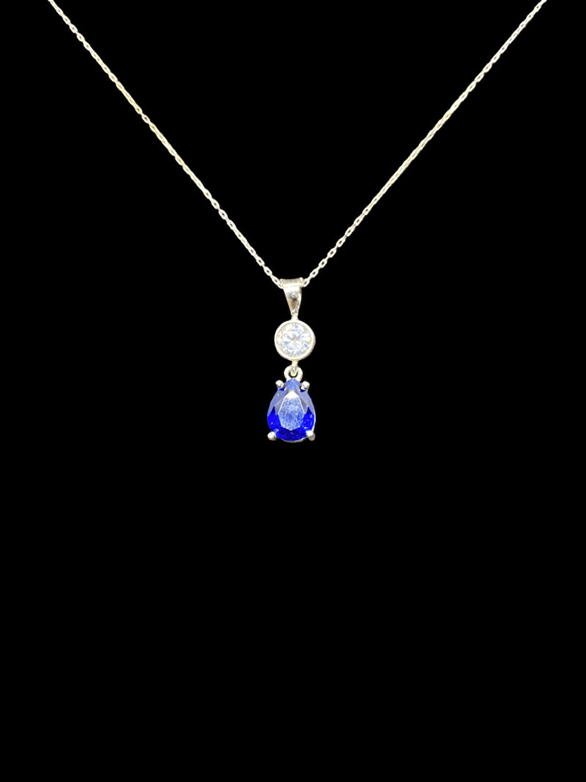 925 Ayar İthal Gümüş Parlament Mavi Taş Model Kolye Şık ve Anlamlı Tasarım Hediye