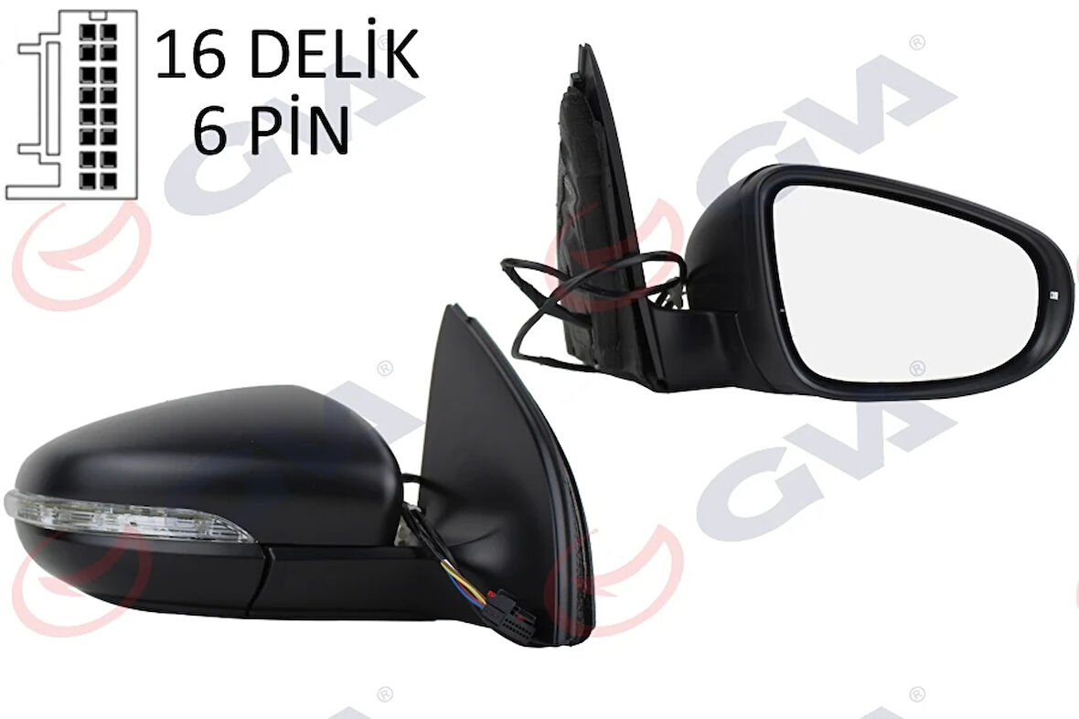 DIŞ DİKİZ AYNASI SAĞ GOLF 2009 ELEKTRİKLİ ISITMALI SİNYALLİ KONVEKS 6 FİŞ VM- 6197EHPR 5K0857508AD