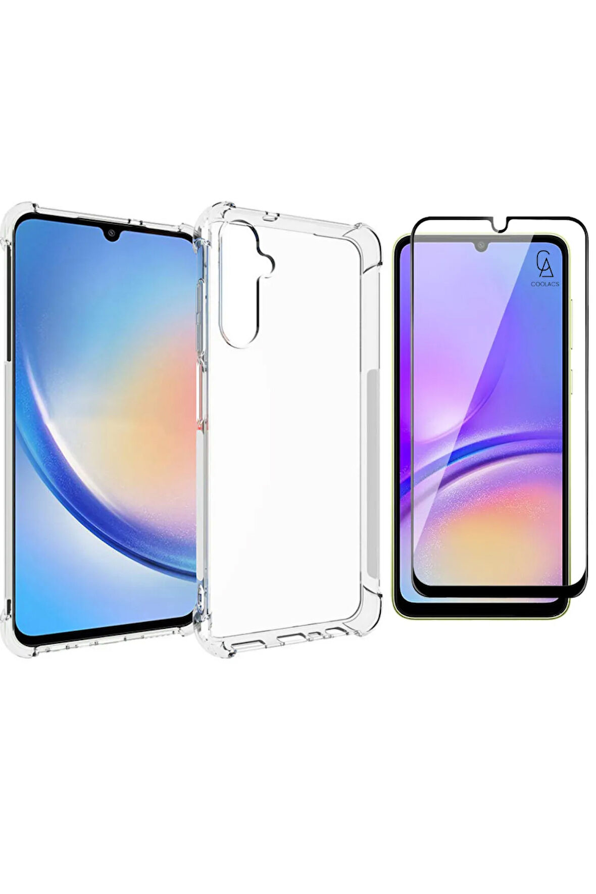 Samsung Galaxy A05S Uyumlu Köşe Dolgulu Anti Shock Telefon Kılıfı ve 5d Kırılmaz Cam Ekran Koruyucu