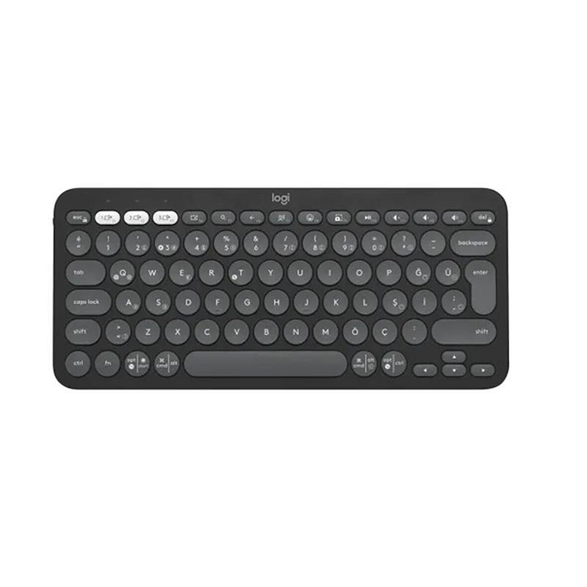 LOGITECH K380S PEBBLE KEYS  920-011859 2 ÇOKLU CİHAZ ÖZELLİKLİ BLUETOOTH TÜRKÇE Q KLAVYE GRİ 