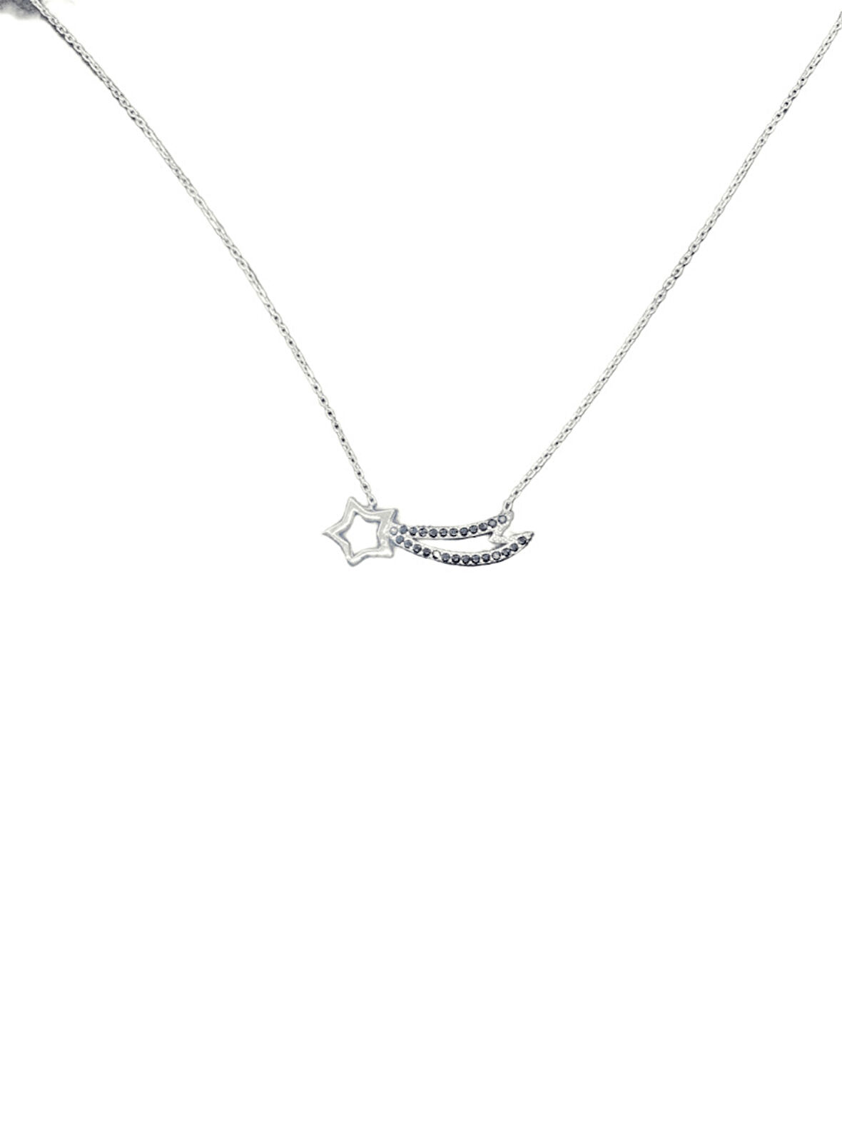 925 Ayar İthal Gümüş Kuyruklu Yıldız Model Gümüş Renk Kolye Şık ve Anlamlı Tasarım Hediye