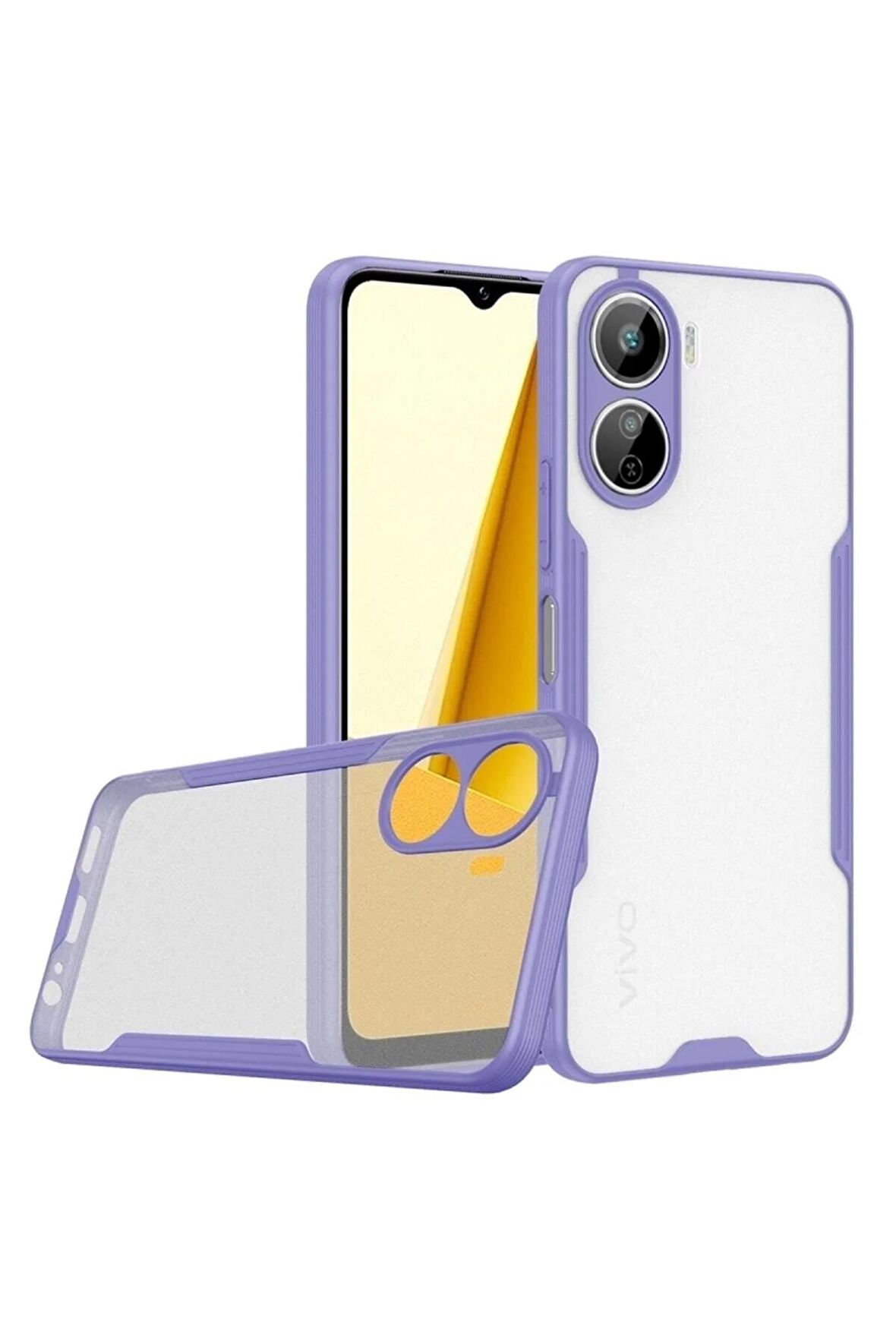 Vivo Y16 Ile Uyumlu Kılıf Pastel Renki Şeffaf Ultra Ince Hafif Telefon Kılıfı Kapak