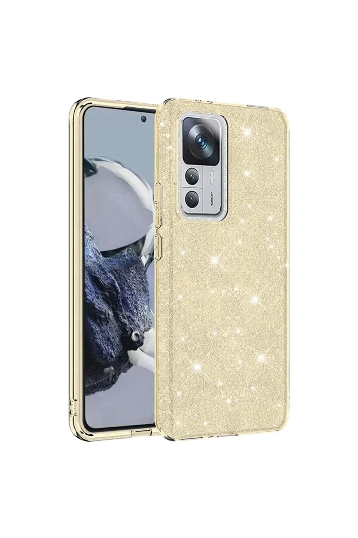 Xiaomi Mi 12t Pro Ile Uyumlu Luxury Simli Taşlı Parlak Silikon Tam Koruma Kadın Telefon Kılıfı Kapak