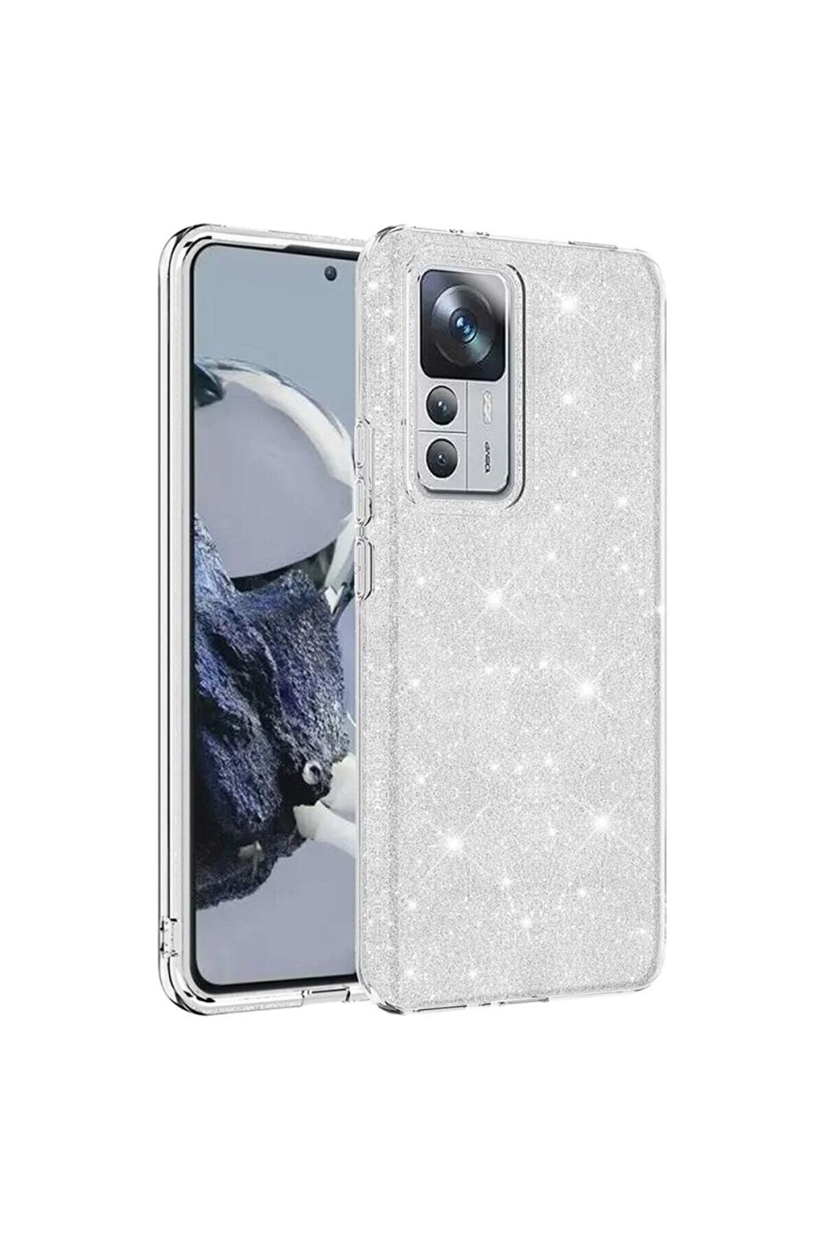 Xiaomi Mi 12t Pro Ile Uyumlu Luxury Simli Taşlı Parlak Silikon Tam Koruma Kadın Telefon Kılıfı Kapak