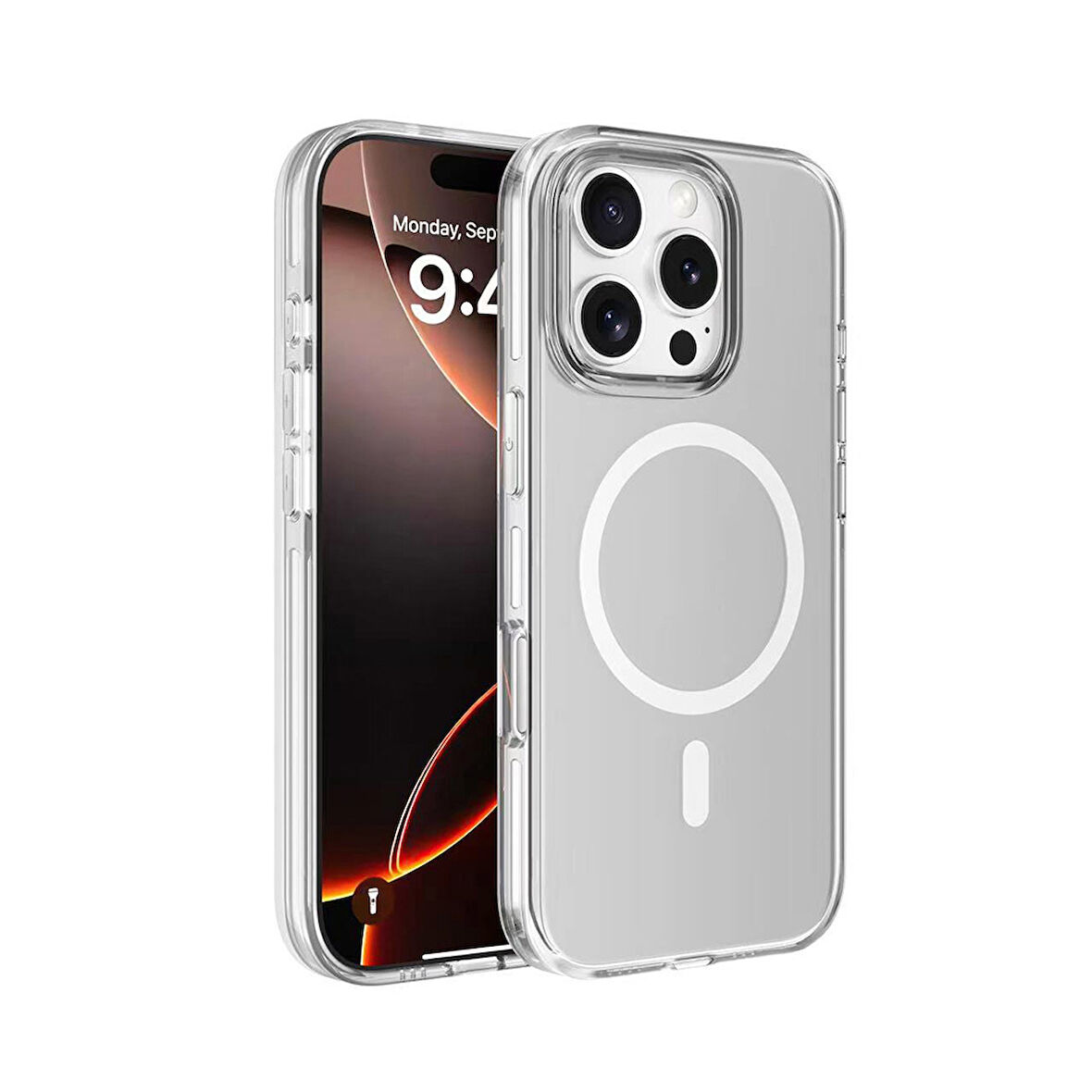 Apple iPhone 16 Pro Max Uyumlu Şeffaf Magsafe Şarj Özellikli Kamera Çıkıntılı Telefon Kılıfı