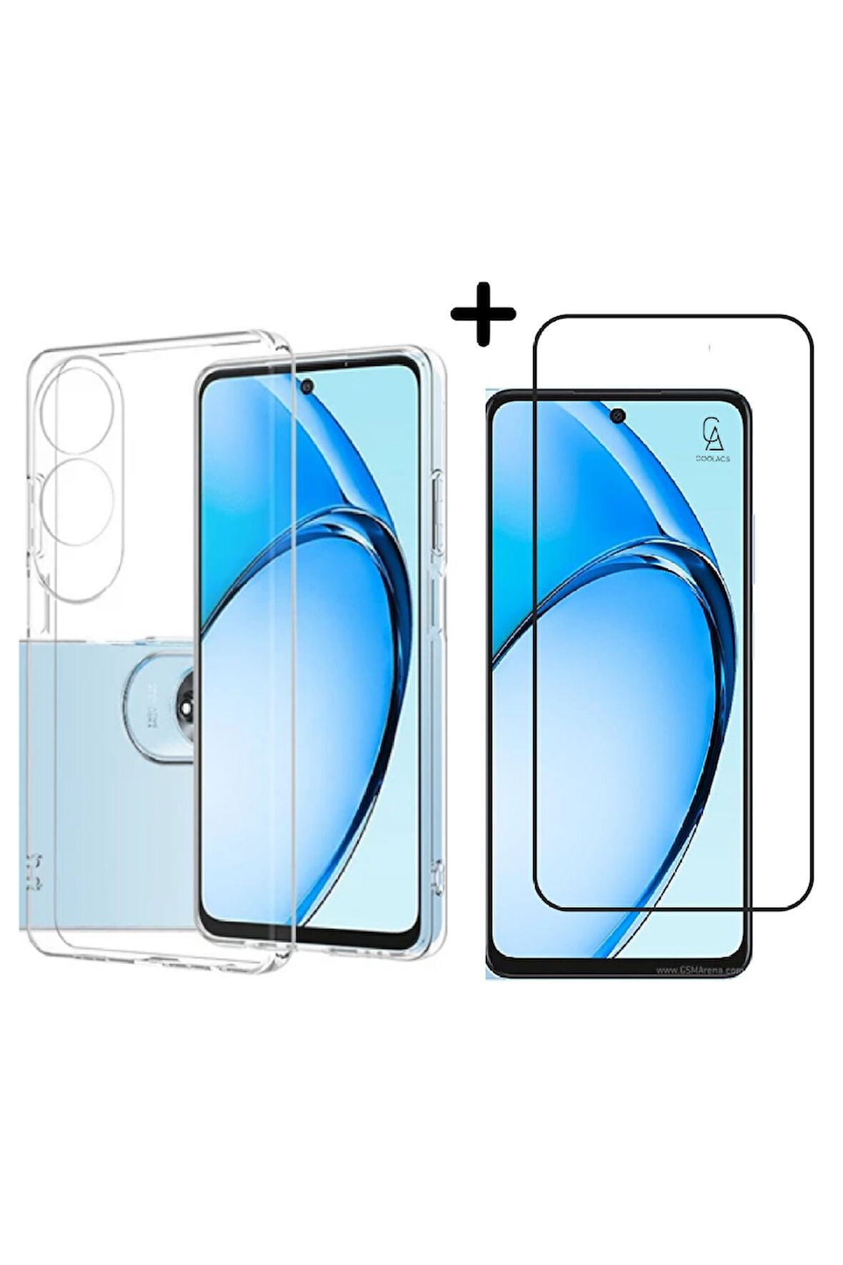 Oppo A60 ile Uyumlu Kılıf Soft Yumuşak Telefon Kılıfı ve Temperli Cam Ekran Koruyucu