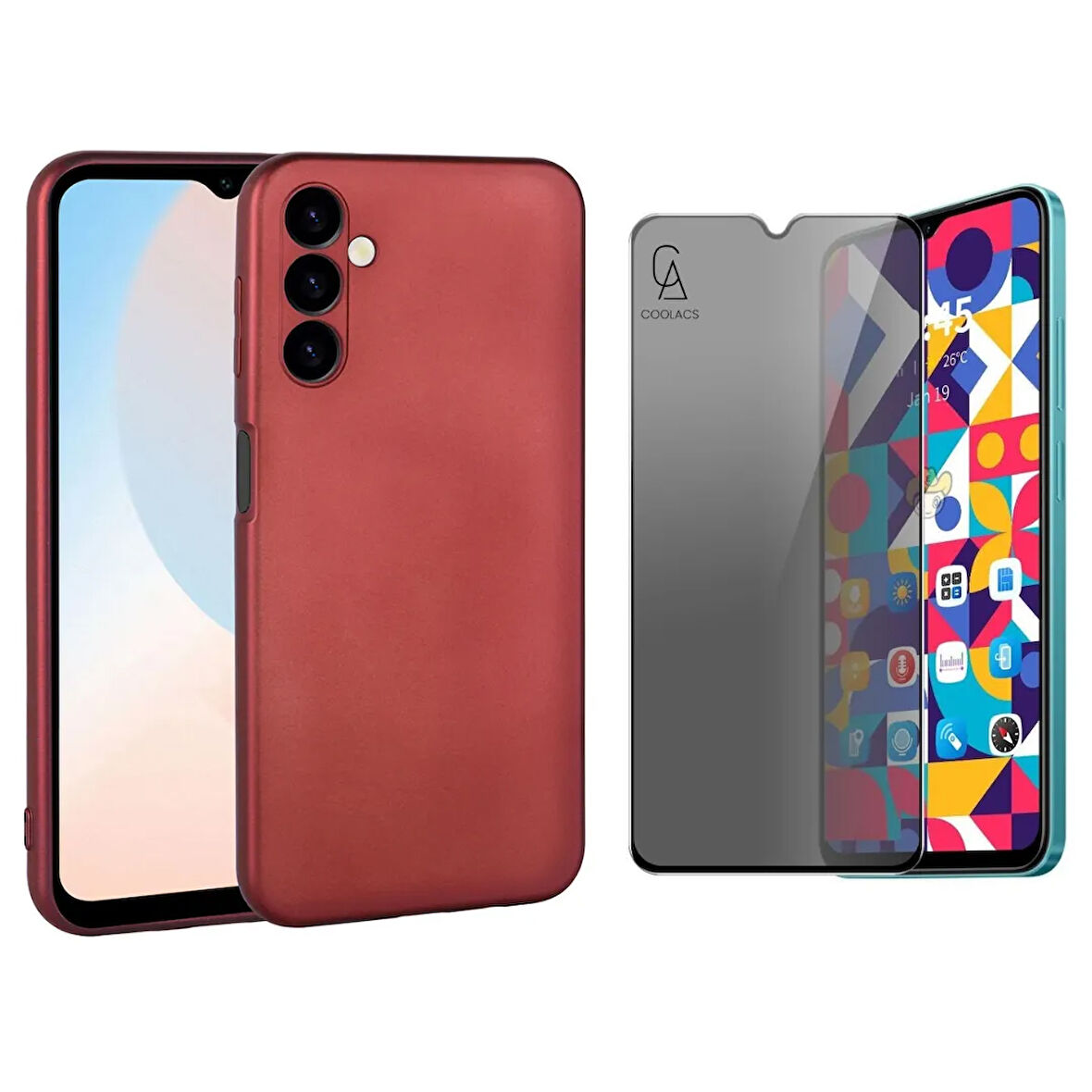 Samsung Galaxy A16 Ile Uyumlu Soft Yumuşak Telefon Kılıfı ve Hayalet Privacy Ekran Koruyucu Seti