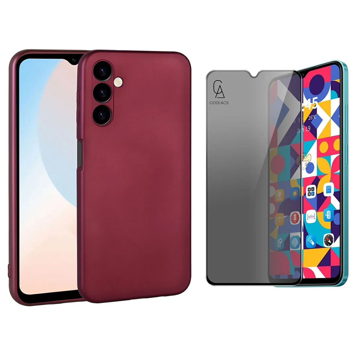 Samsung Galaxy A16 Ile Uyumlu Soft Yumuşak Telefon Kılıfı ve Hayalet Privacy Ekran Koruyucu Seti