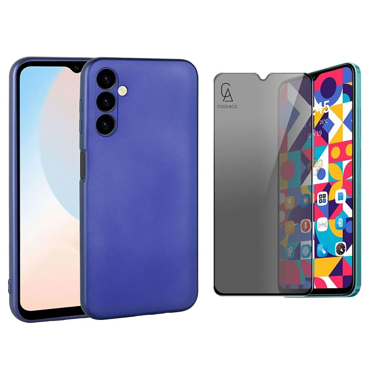 Samsung Galaxy A16 Ile Uyumlu Soft Yumuşak Telefon Kılıfı ve Hayalet Privacy Ekran Koruyucu Seti