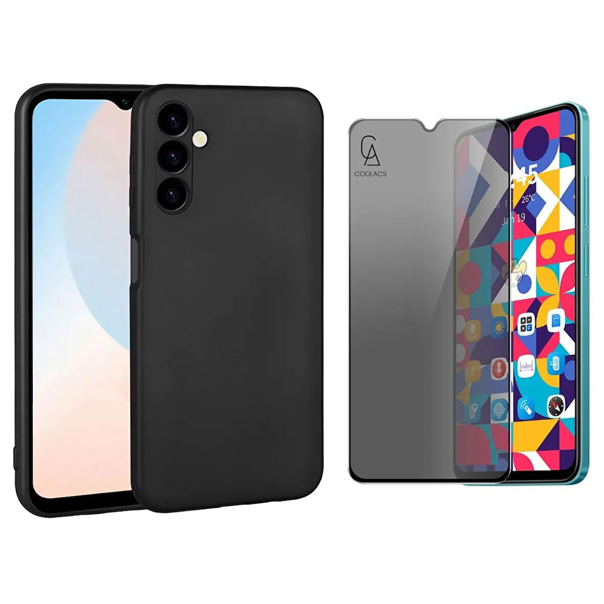 Samsung Galaxy A16 Ile Uyumlu Soft Yumuşak Telefon Kılıfı ve Hayalet Privacy Ekran Koruyucu Seti