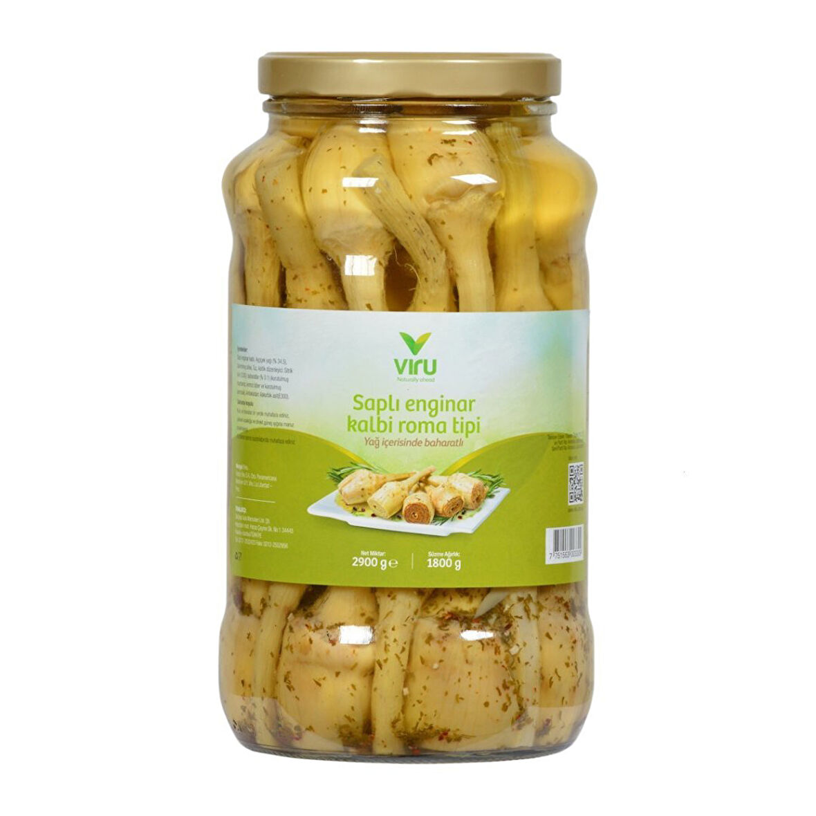 Viru Roma Ti̇pi̇ Saplı Engi̇nar Kalbi̇ Konservesi̇ 1800 Gr