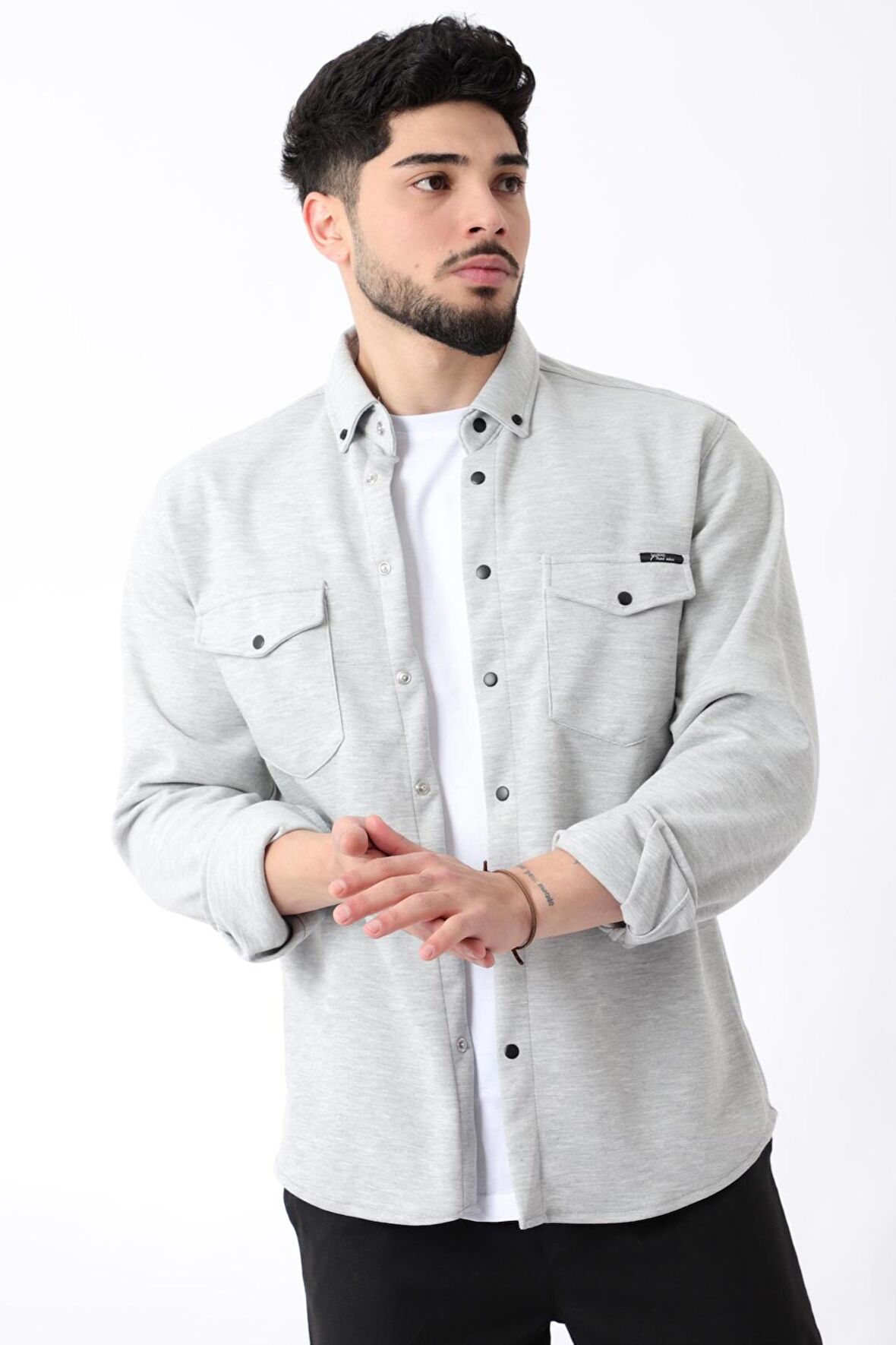 Çift Cep Kapaklı Örme Gömlek XC U16805_40335