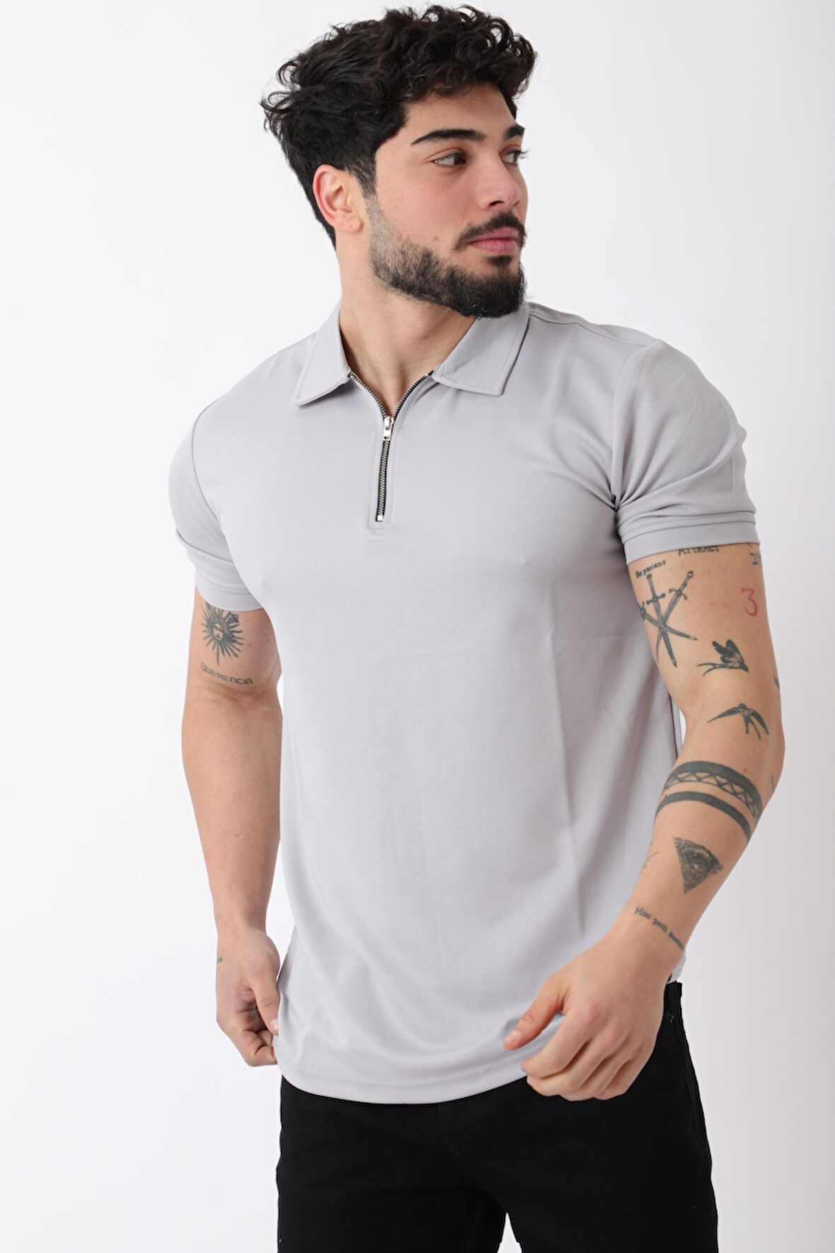 Yakalı Yarım Fermuarlı Tişört JS C-1022_30414