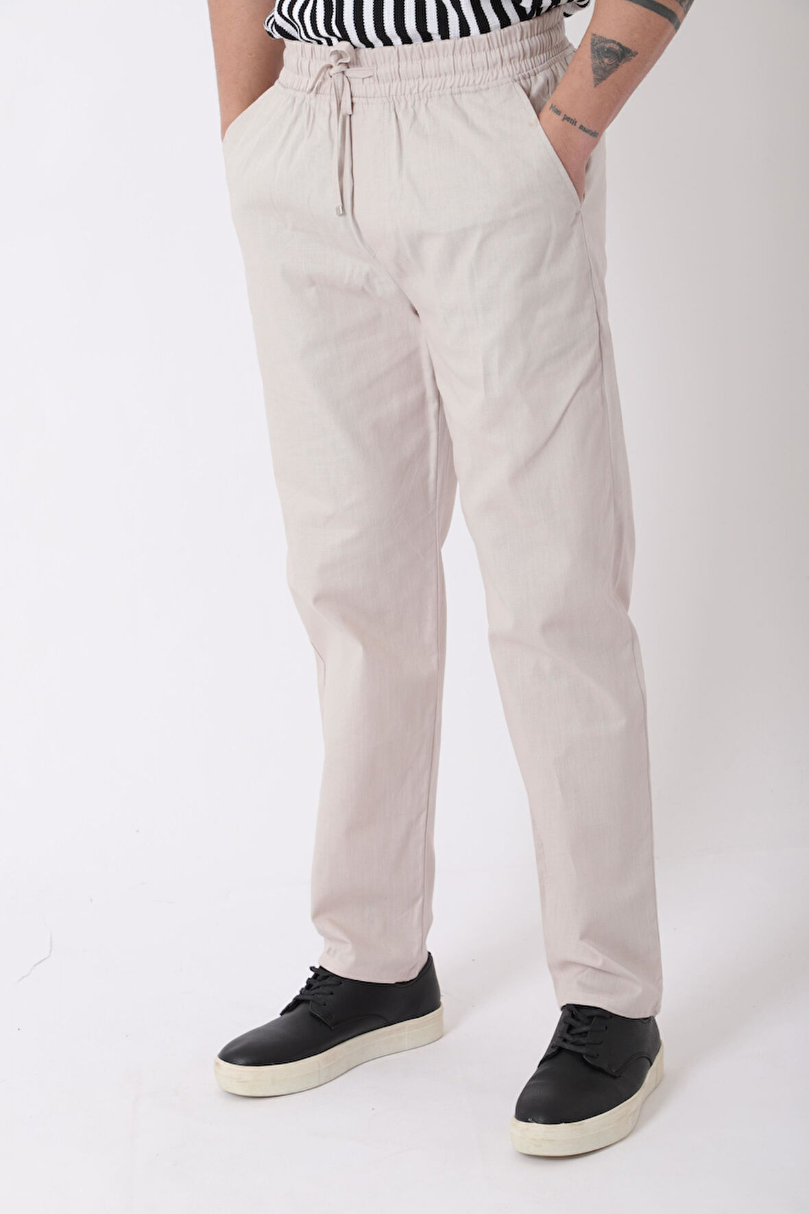 Bel Lastikli Keten Pantolon PLDP-01K_0385
