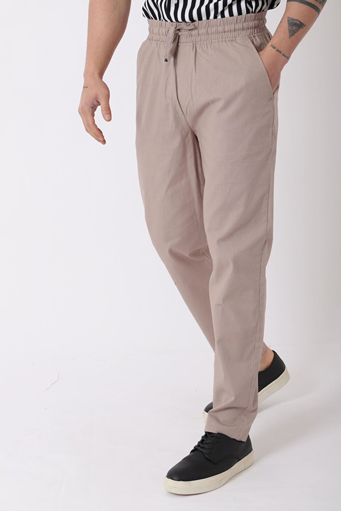 Bel Lastikli Keten Pantolon PLDP-01K_0385