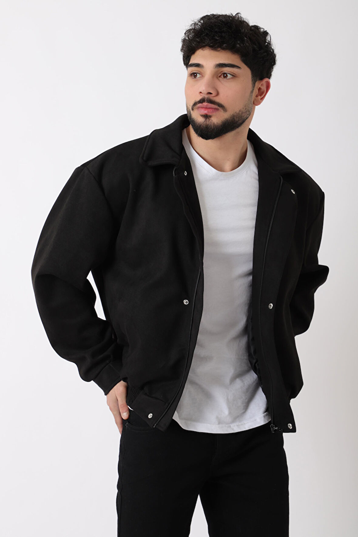 Yakalı Bel Lastikli Süet Mevsimlik Mont BL 1808_60322