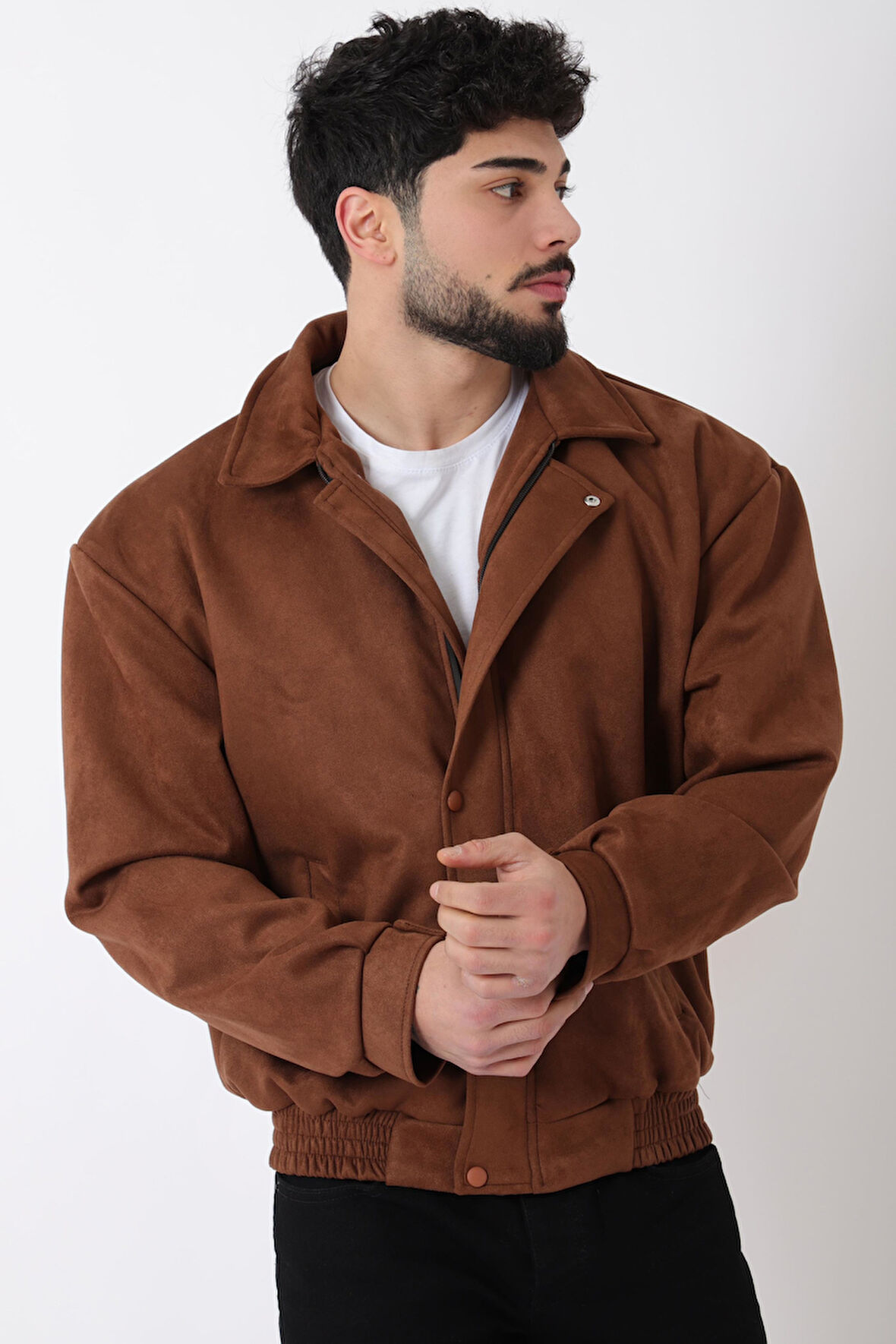 Yakalı Bel Lastikli Süet Mevsimlik Mont BL 1808_60322