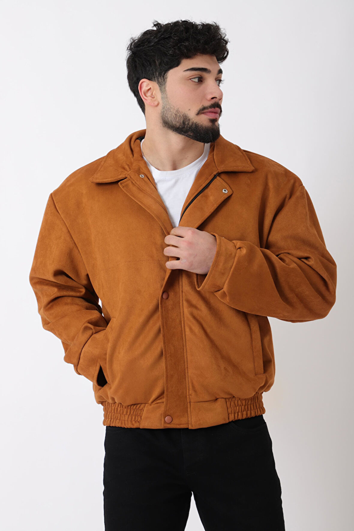 Yakalı Bel Lastikli Süet Mevsimlik Mont BL 1808_60322