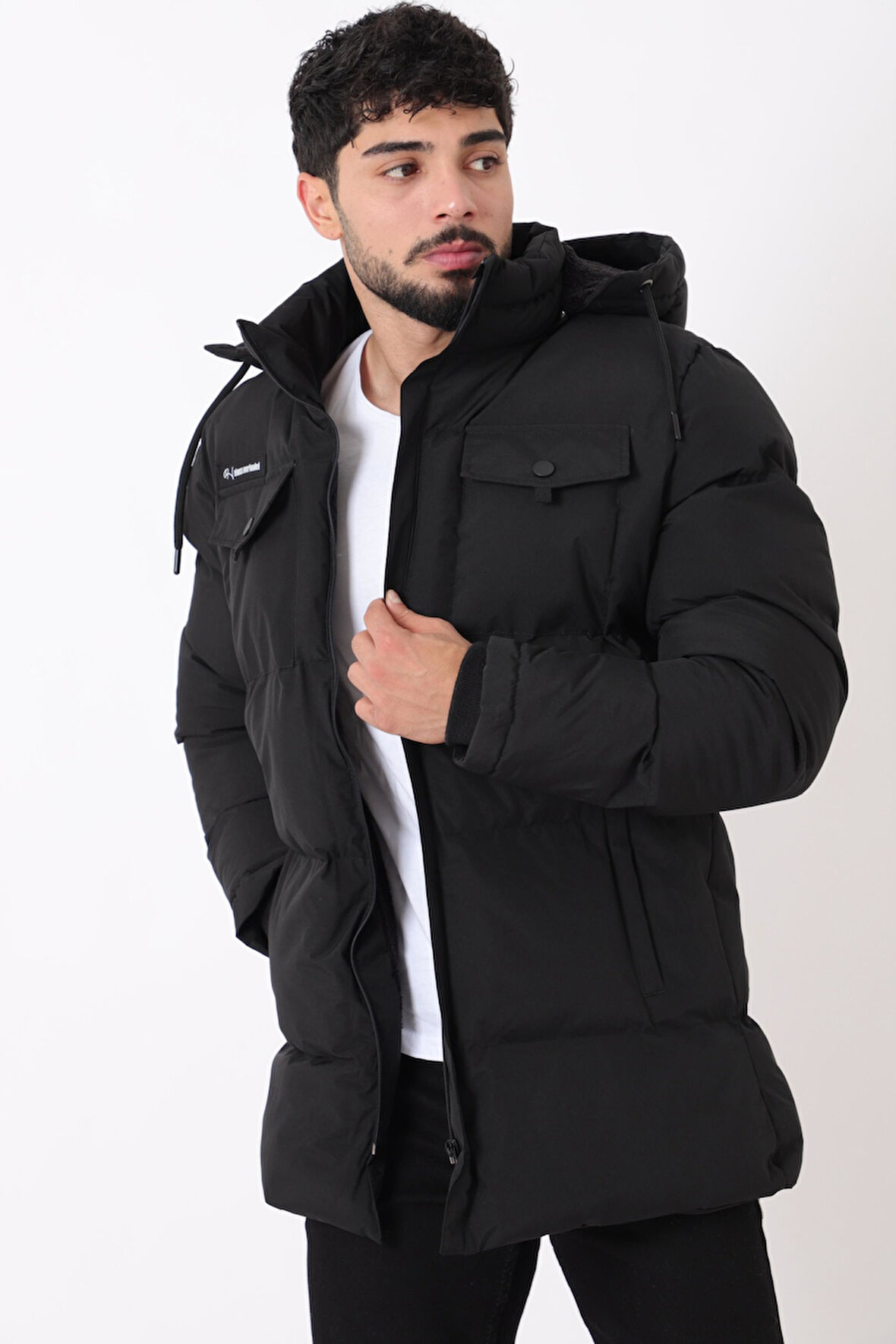 Göğüs Cepli İçi Kürklü Uzun Şişme Mont PLDP 2957_50456