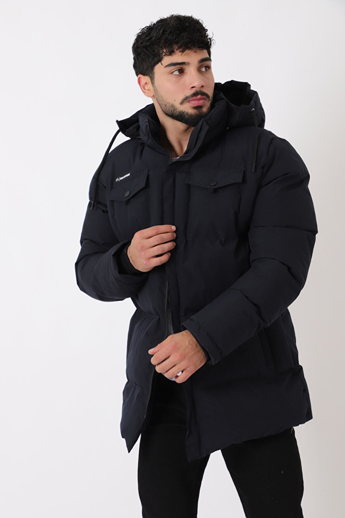 Göğüs Cepli İçi Kürklü Uzun Şişme Mont PLDP 2957_50456