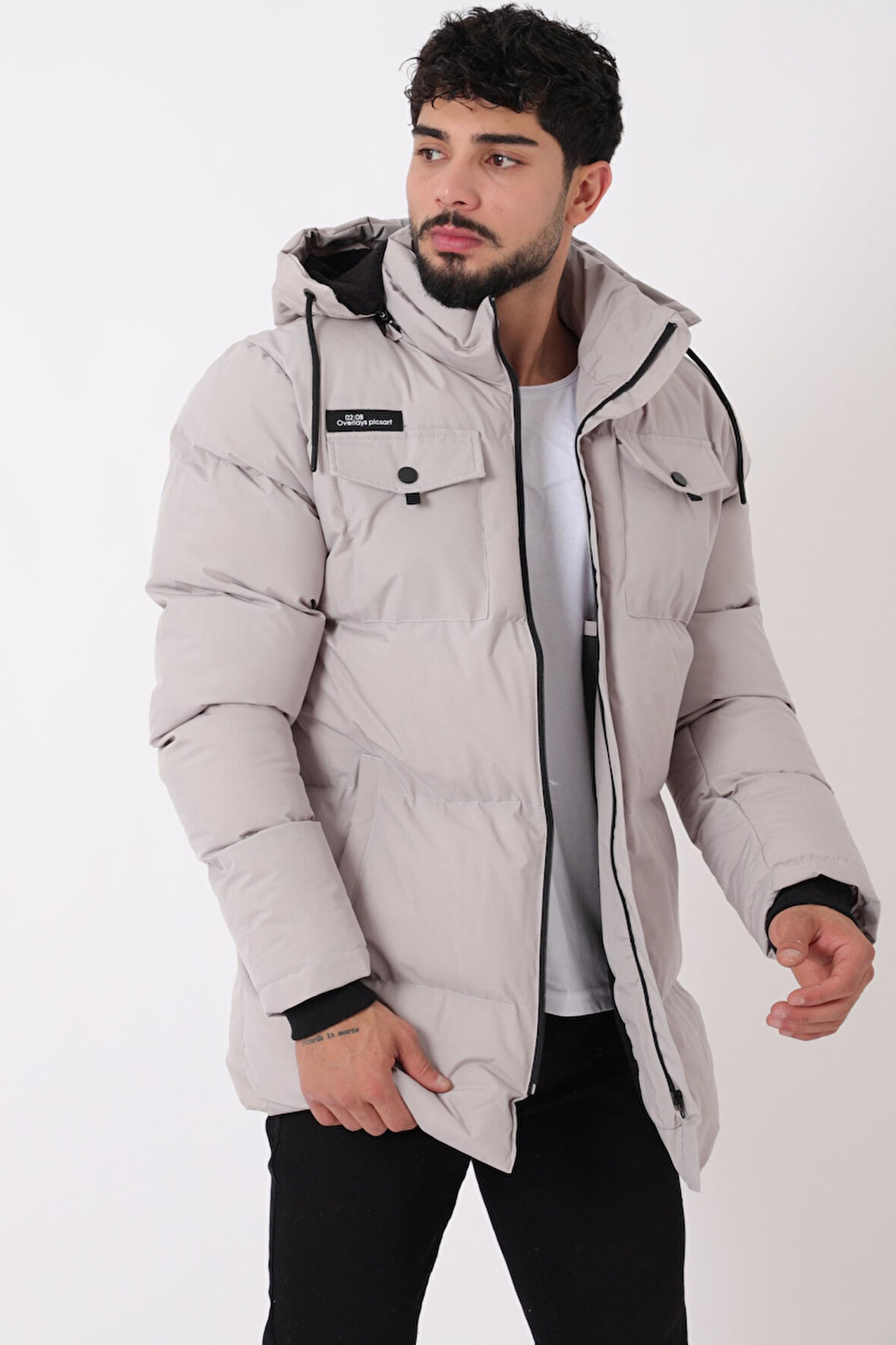 Göğüs Cepli İçi Kürklü Uzun Şişme Mont PLDP 2957_50456