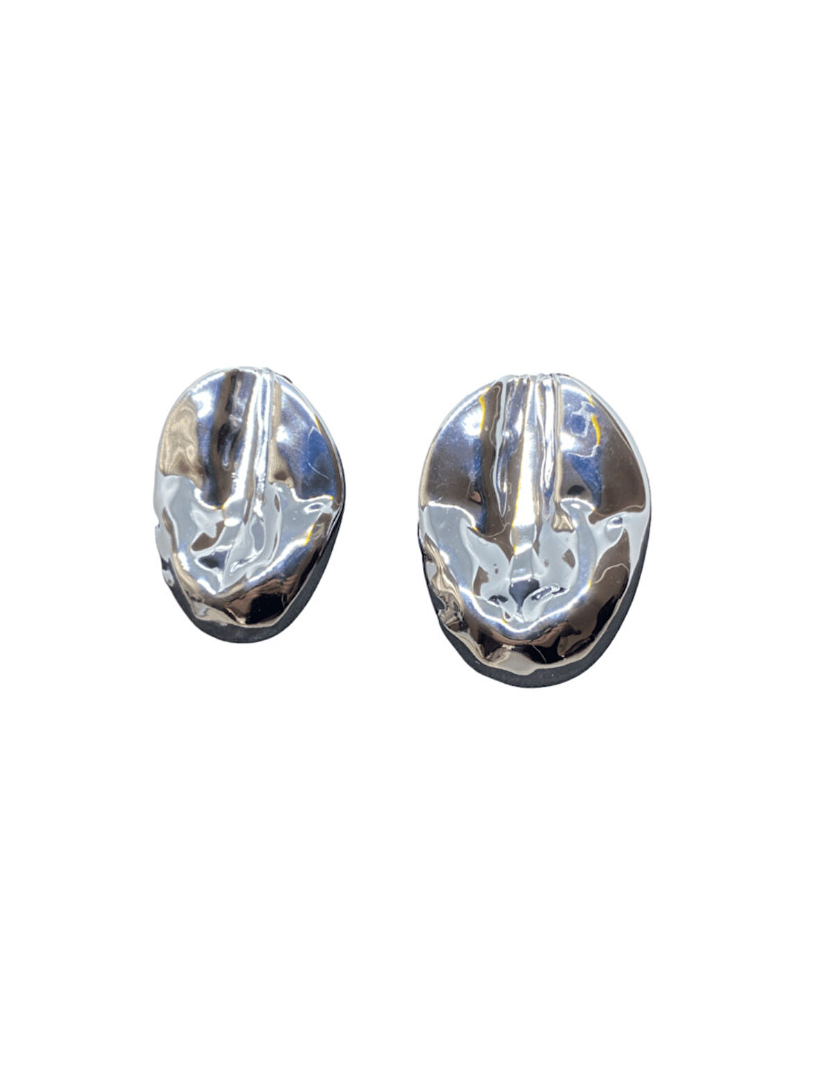 Organik Formlu Parlak Gümüş Renk Şık 316L Hafif Çelik Küpe | Özel Günler, Modern ve Şık Tasarım