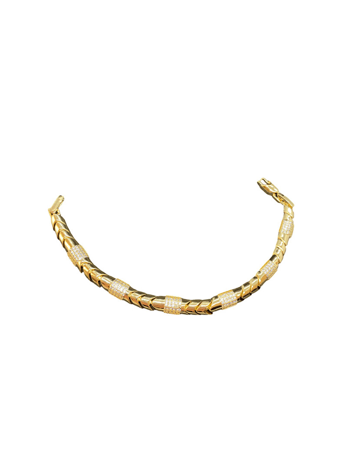 Altın Renk VIP Model Taş ve Yuvarlak Tasarım 316L Çelik Kadın Bileklik | Parlak ve Şık Hediye