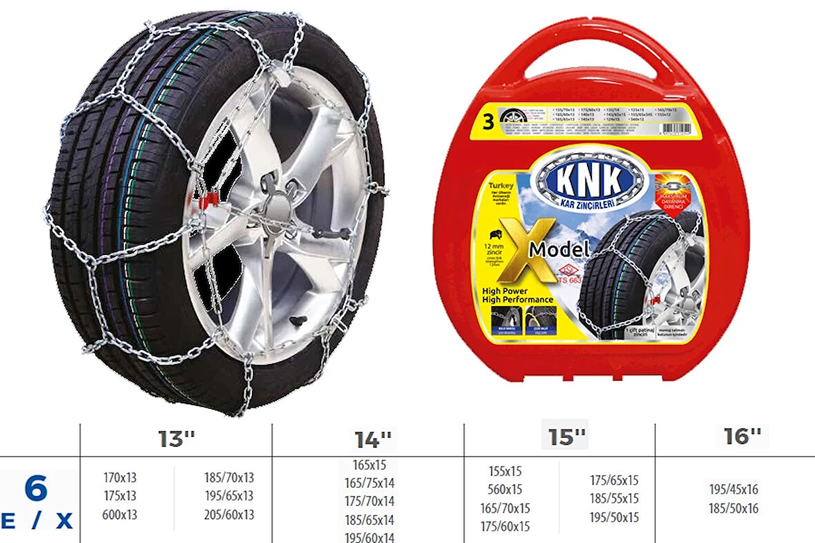 KAR ZİNCİRİ TAKMATİK ÇAPRAZ 13-14-15-16 JANT ZİNCİR EBATLARI İÇİN RESİME BAKINIZ