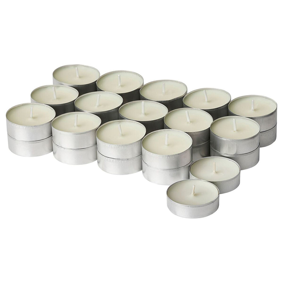 Kokulu tealight mum, kırık beyaz, 3.5 saat, çiğ & yosun