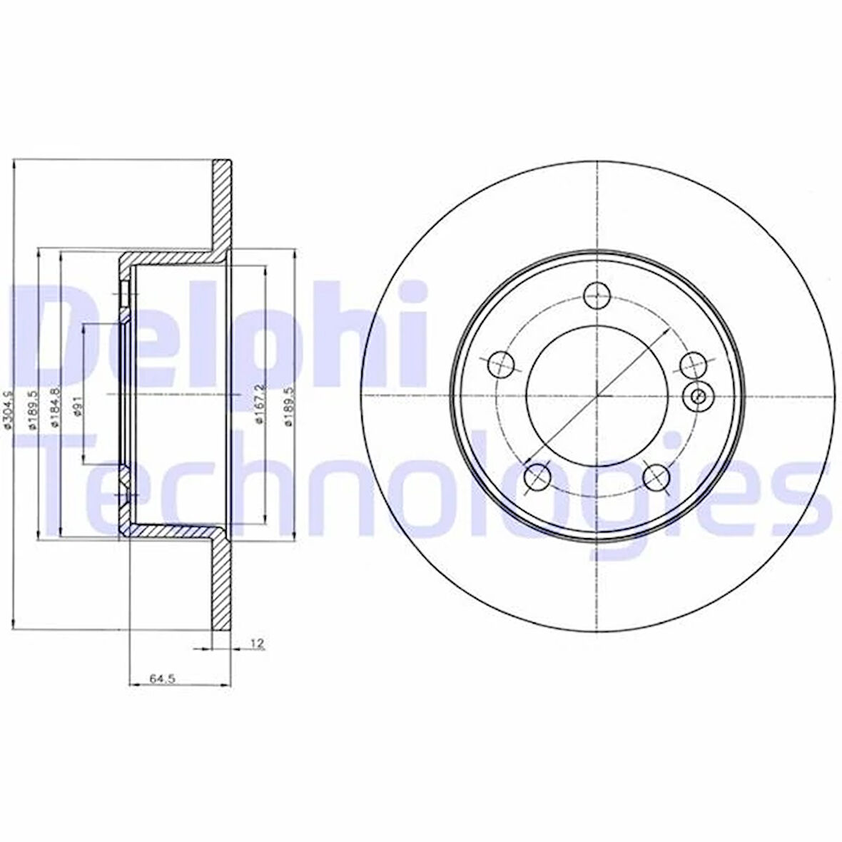 ARKA FREN AYNASI RENAULT MASTER 3 2010 OPEL MOVANO B 2013 2.3DCI 305X12X71.5 5 DELİK TEK TEKER 432064087R 4421080 93168847