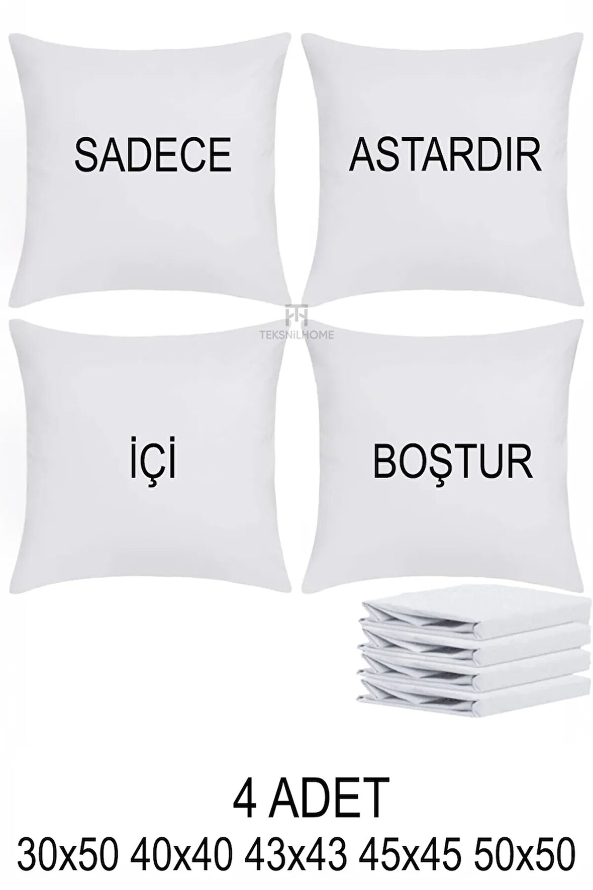 4 Adet Fermuarlı Kırlent İç Astarı 5 Ebat Kırlent içi Yastık Kılıf Astar Milt