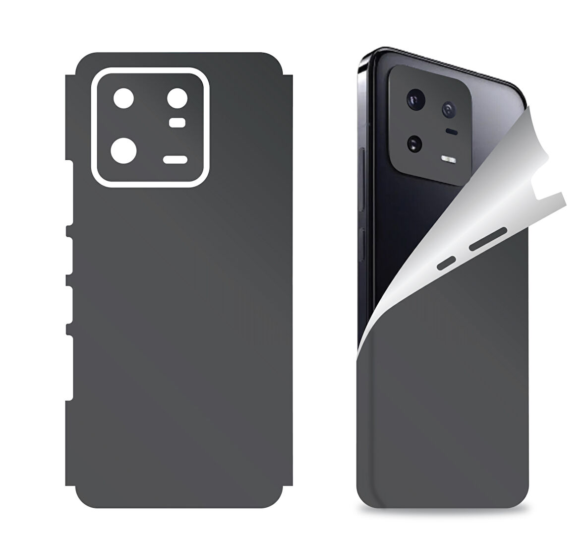 Xiaomi Mi 13 Pro için uyumlu 360 full arka ve yan kaplama koruma sticker KOYU GRİ