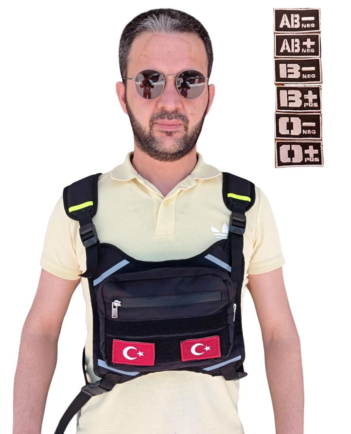 Motorcu Göğüs Çantası Reflektörlü Su Geçirmez Kan Grubu Seçenekli