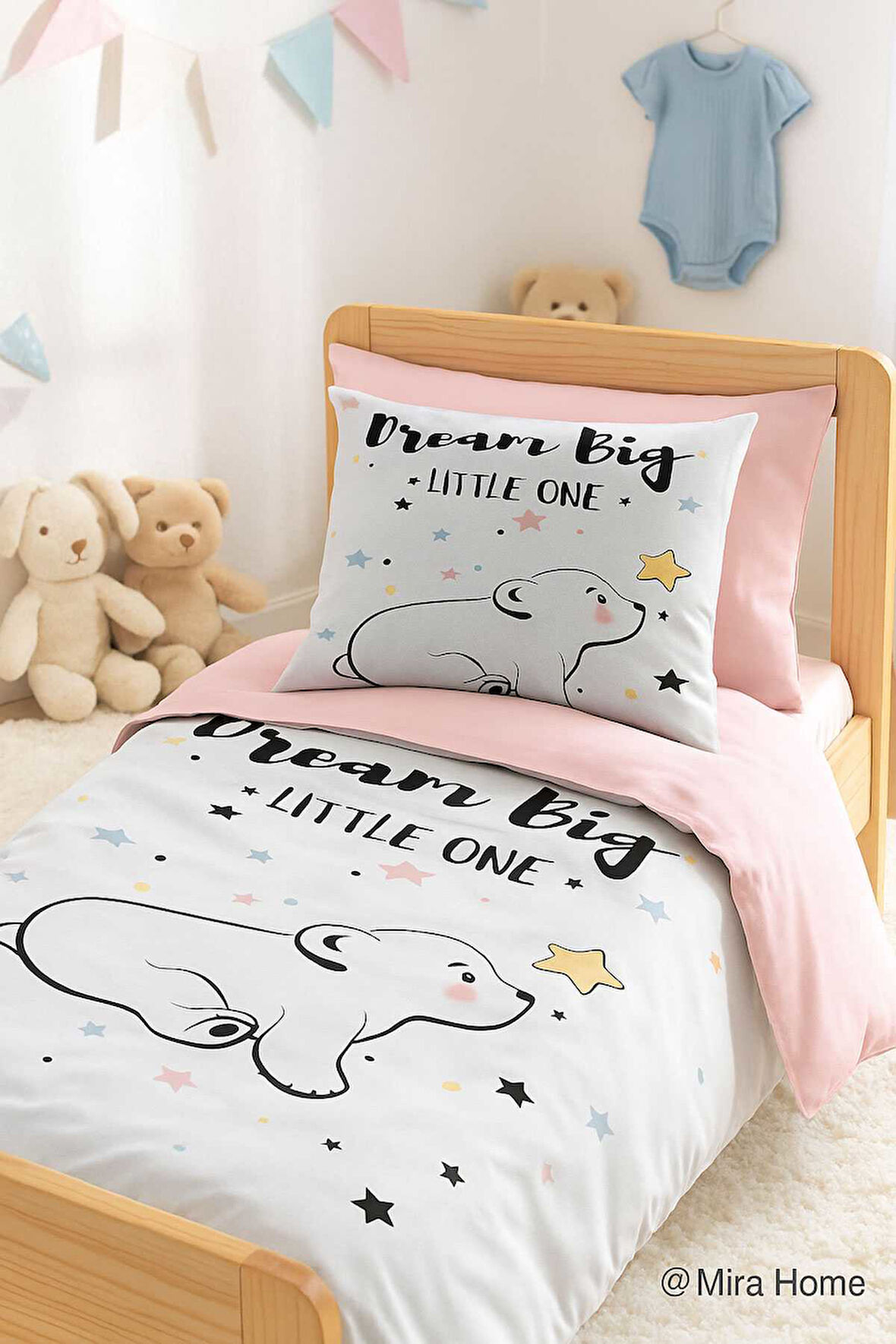 Dijital Baskılı 3d Pamuklu Yenidoğan Bebek Nevresim Takımı Dream Big