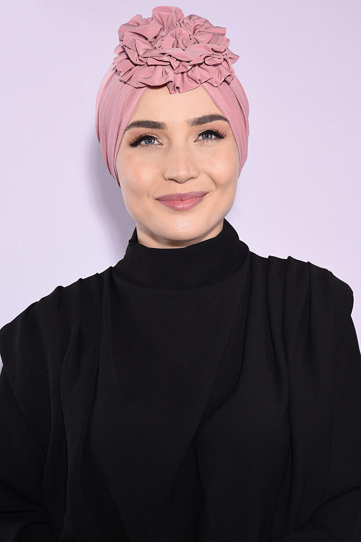 Güllü Çift Taraflı Hazır Bone Pudra Pembesi - Pudra