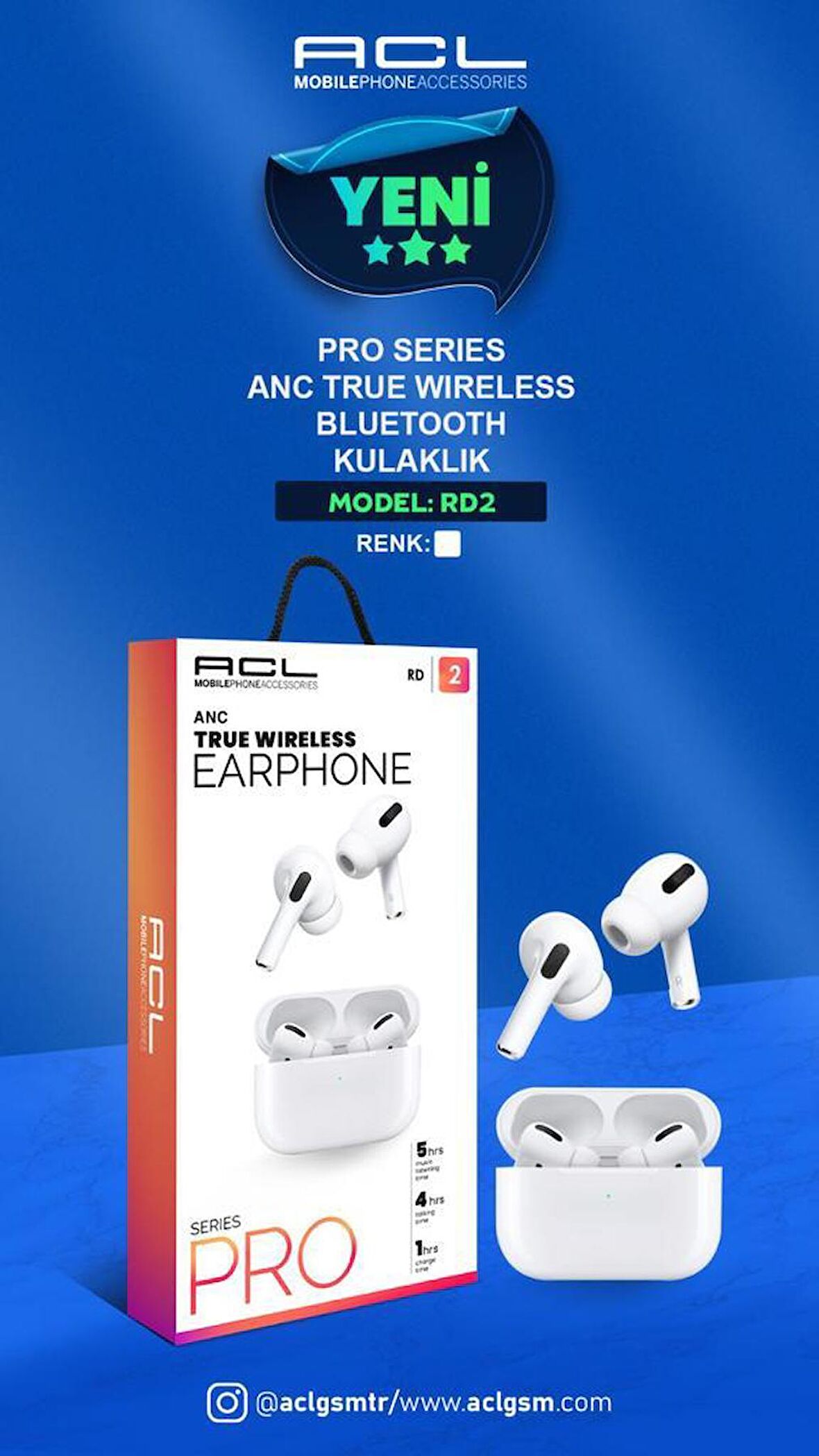 ACL RD2 PRO SERIES ANC TRUE WIRELESS EARBUDS KULAKİÇİ BLUETOOTH KULAKLIK 