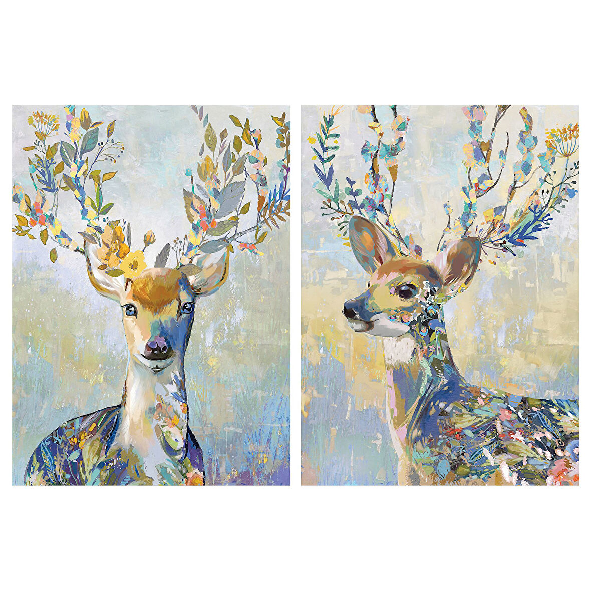 Resim, çok renkli, 50x70 cm, 2 adet, Renkli geyik