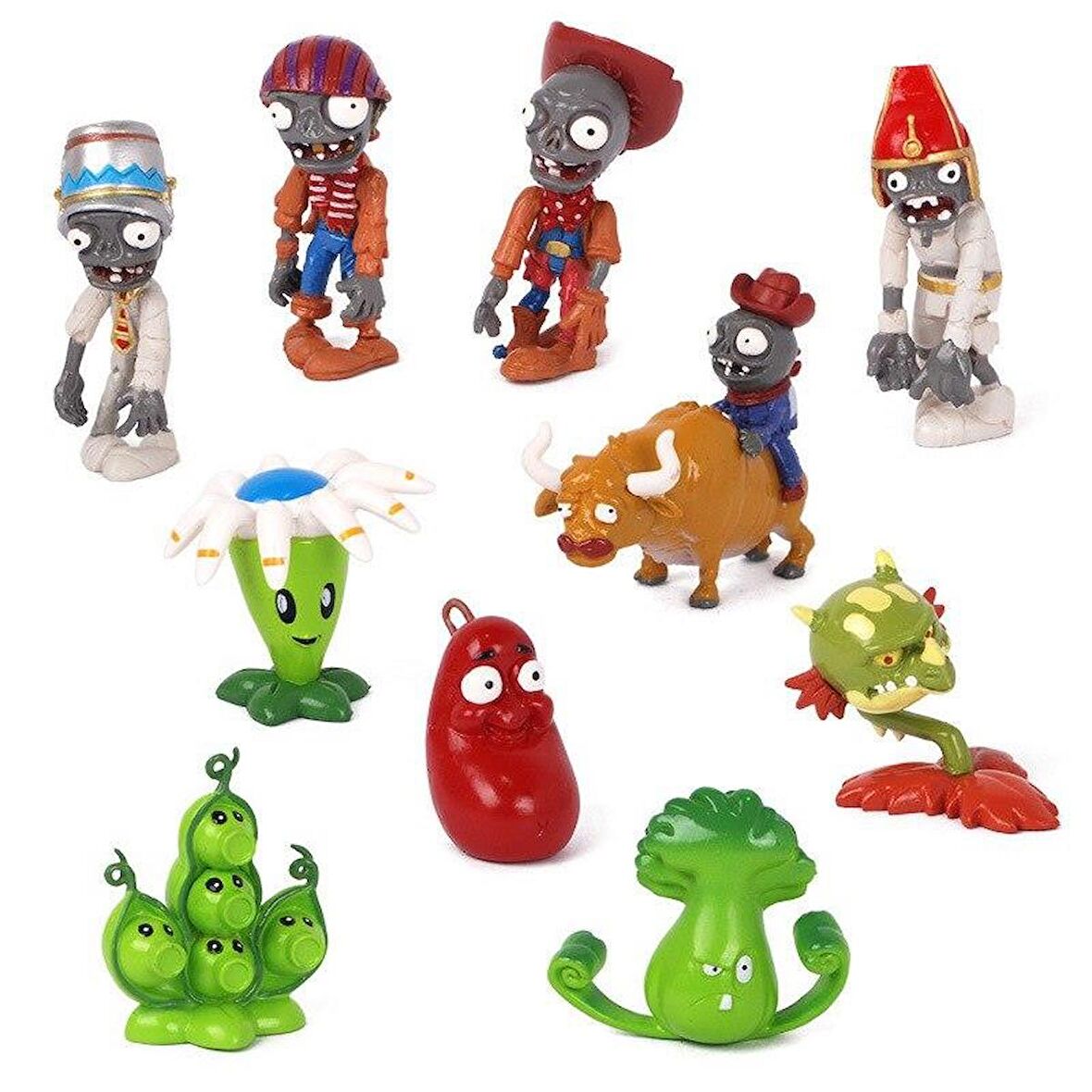 Plants And Zombies zombiler+ Bitkiler 10 adet 3-7 cm figur set