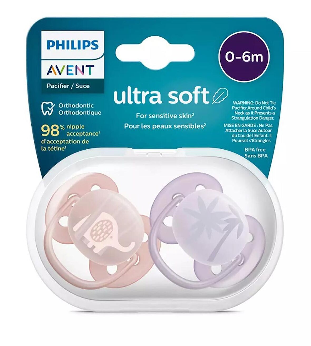 Philips Avent Ultra Soft Yumuşak 2li Emzik 0-6 Ay - Kız SCF091/09