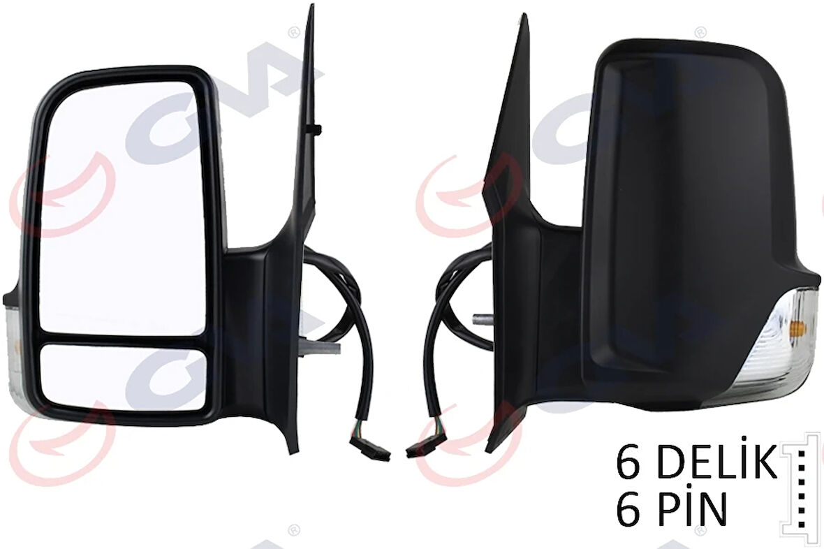 DIŞ DİKİZ AYNASI SOL CRAFTER 2006SPRINTER 2006 ELEKTRİKLİ ISITMALI SİNYALLİ ÇİFT CAM KONVEKS 6 FİŞ VM-379EHL A0018101219 9068106016 2E1857501Q